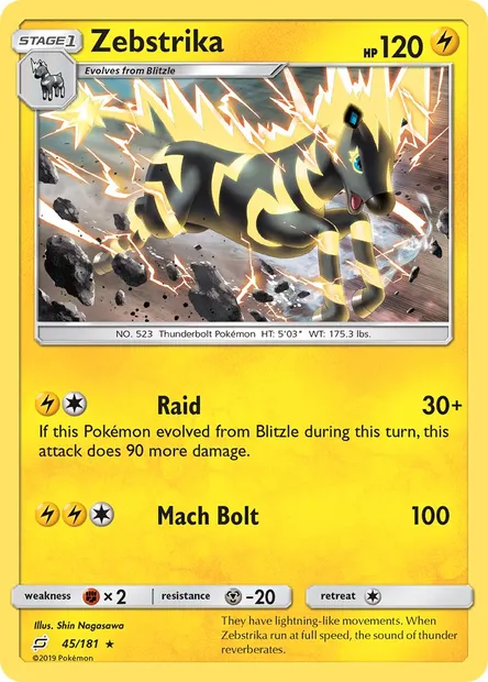 Zebstrika, Pokémon card TEU 45 — Team Up set