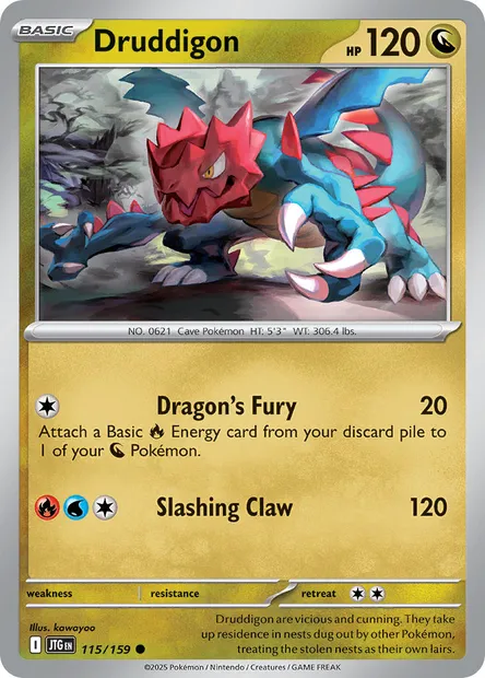 Druddigon, Pokémon card JTG 115 — Journey Together set