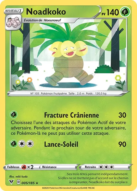 Noadkoko, carte Pokémon VIV 5 — extension Voltage Éclatant