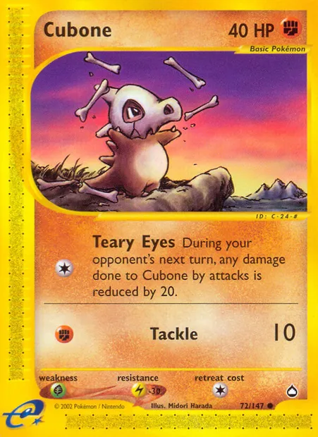 Cubone, Pokémon card AQ 72 — Aquapolis set