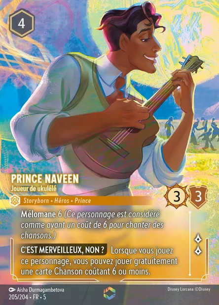 Prince Naveen - Joueur de ukulélé, carte Disney Lorcana CH5-205 — extension Ciel Scintillant