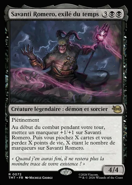 Savanti Romero, exilé du temps, carte Magic TMT 72 — extension Teenage Mutant Ninja Turtles