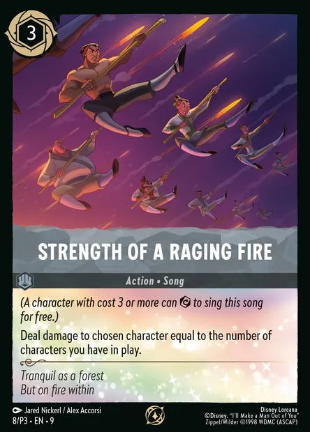 Strength of a Raging Fire, Disney Lorcana card P3-008 — P3 set