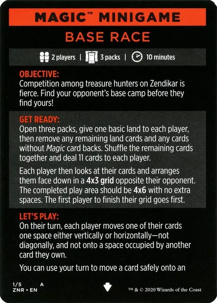 Base Race // Base Race (cont'd), Magic card MZNR 1 — Zendikar Rising Minigames set
