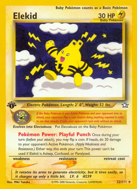 Elekid, Pokémon card NG 22 — Neo Genesis set