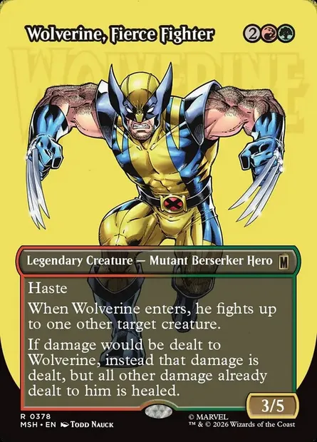 Wolverine, Fierce Fighter, Magic card MSH 378 — Marvel Super Heroes set