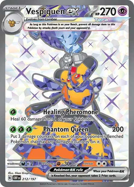 Vespiquen ex, Pokémon card OBF 212 — Obsidian Flames set