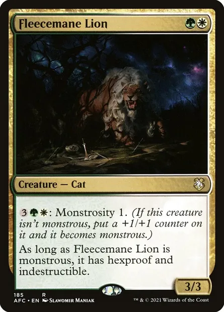 Fleecemane Lion, Magic card AFC 185 — Forgotten Realms Commander set