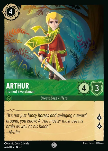 Arthur - Trained Swordsman, Disney Lorcana card CH2-069 — Rise of the Floodborn set