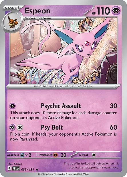 Espeon, Pokémon card PRE 033 — Prismatic Evolutions set