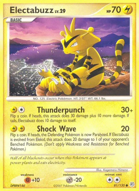 Electabuzz, Pokémon card DP 81 — Diamond & Pearl set