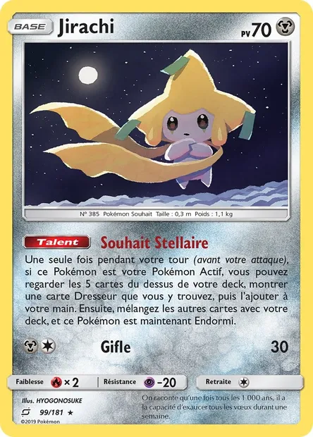 Jirachi, carte Pokémon TEU 99 — extension Duo de Choc