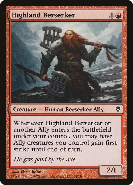 Highland Berserker, Magic card ZEN 132 — Zendikar set