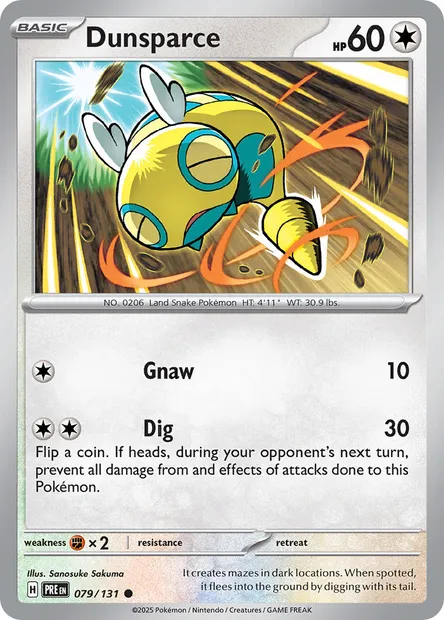 Dunsparce, Pokémon card PRE 079 — Prismatic Evolutions set