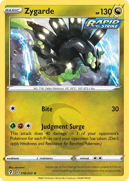 Zygarde, Pokémon card EVS 118 — Evolving Skies set