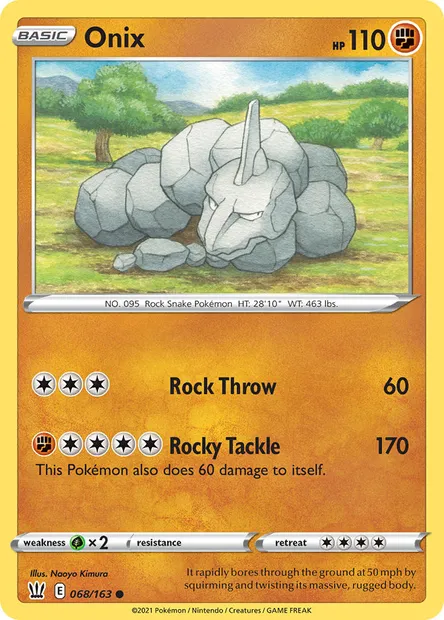 Onix, Pokémon card BST 68 — Battle Styles set