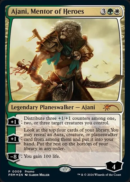 Ajani, mentor de héros, carte Magic PMEI 2024-3 — extension Media and Collaboration Promos