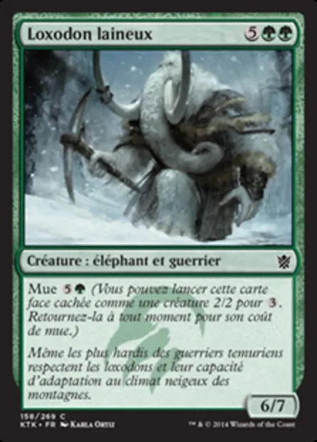 Loxodon laineux, carte Magic KTK 158 — extension Les Khans de Tarkir