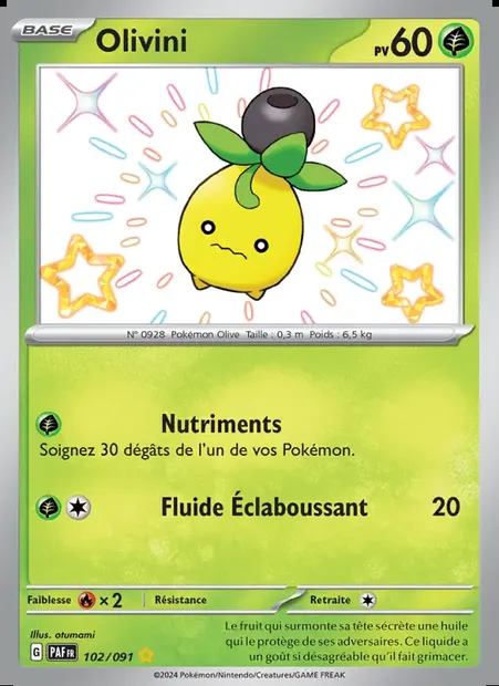 Olivini, carte Pokémon PAF 102 — extension Destinées de Paldea