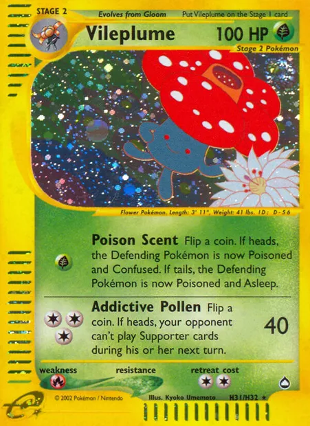 Vileplume, Pokémon card AQ H31 — Aquapolis set