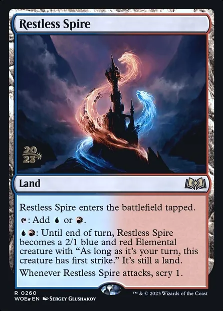 Tour tourmentée, carte Magic PWOE 260s — extension Wilds of Eldraine Promos