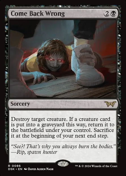 Come Back Wrong, Magic card DSK 86 — Duskmourn: House of Horror set