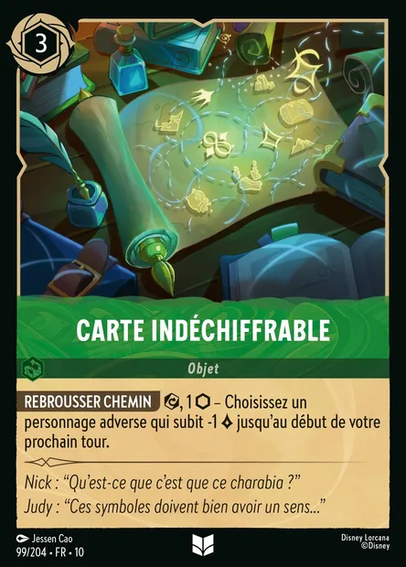 Carte indéchiffrable, carte Disney Lorcana CH10-099 — extension Lueurs dans les Profondeurs