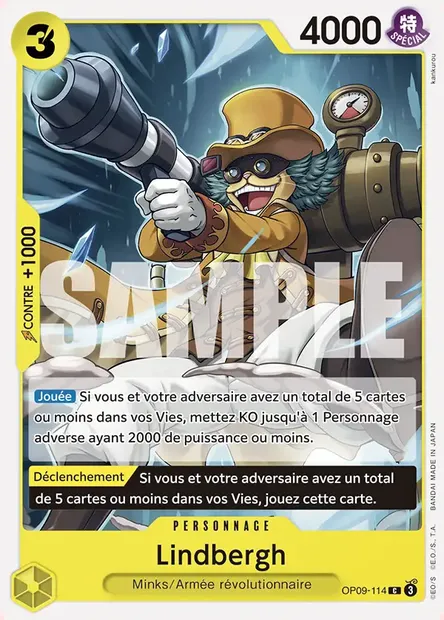 Lindbergh, carte One Piece OP09-114 — extension LES NOUVEAUX EMPEREURS