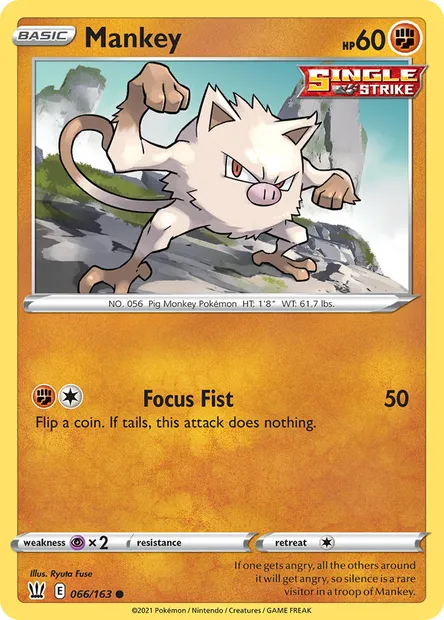 Mankey, Pokémon card BST 66 — Battle Styles set