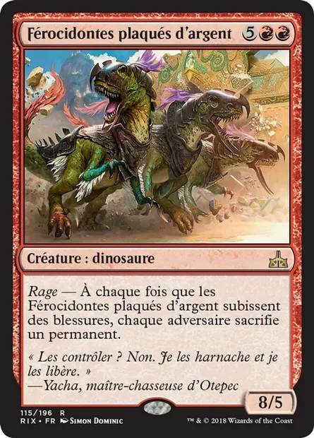 Férocidontes plaqués d'argent, carte Magic RIX 115 — extension Les combattants d'Ixalan
