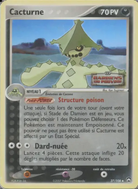 Cacturne, carte Pokémon PK 27 — extension EX Gardiens du Pouvoir