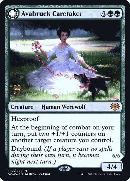 Avabruck Caretaker // Hollowhenge Huntmaster, Magic card PVOW 187s — Innistrad: Crimson Vow Promos set