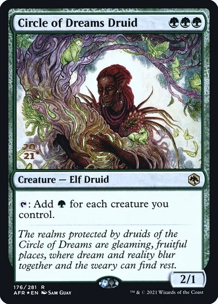 Druide du cercle des rêves, carte Magic PAFR 176s — extension Adventures in the Forgotten Realms Promos