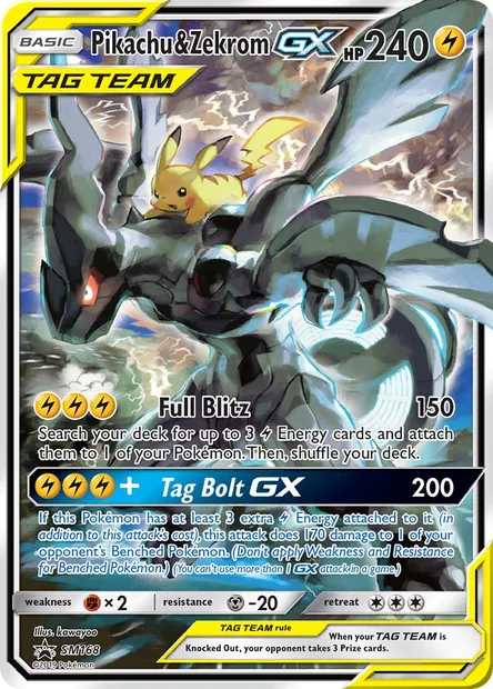 Pikachu & Zekrom GX, Pokémon card SM 168 — SM Black Star Promos set
