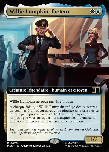 Willie Lumpkin, facteur, carte Magic MSC 425 — extension Marvel Super Heroes Commander