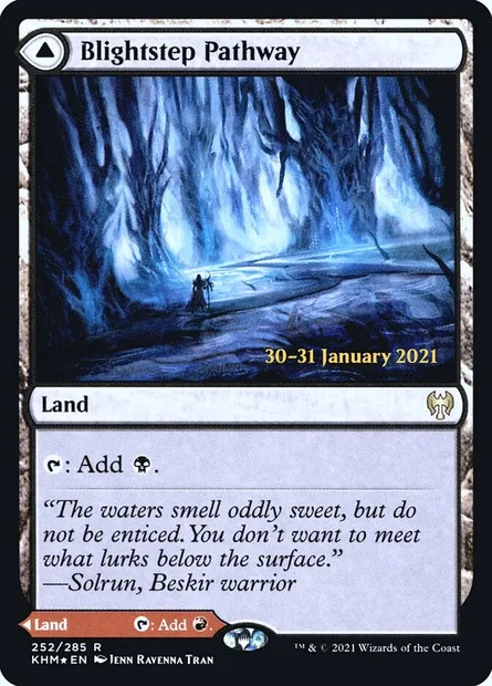 Blightstep Pathway // Searstep Pathway, Magic card PKHM 252s — Kaldheim Promos set