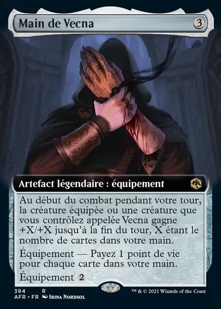 Main de Vecna, carte Magic AFR 394 — extension Forgotten Realms: Aventures dans les Royaumes Oubliés