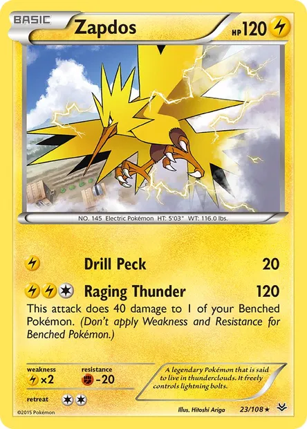 Zapdos, Pokémon card ROS 23 — Roaring Skies set
