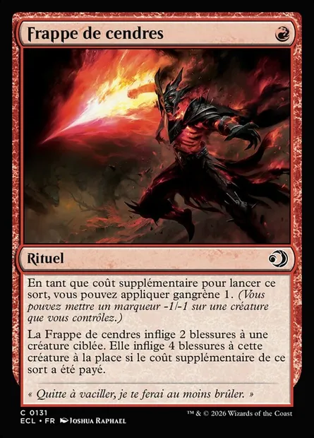 Frappe de cendres, carte Magic ECL 131 — extension Lorwyn Eclipsed