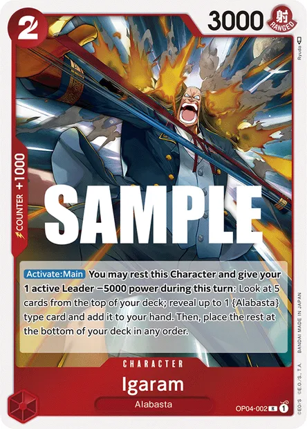 Igaram, One Piece card OP04-002 — KINGDOMS OF INTRIGUE set