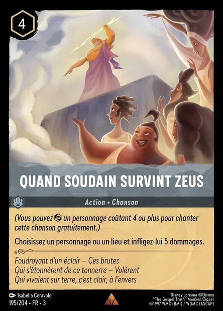 Quand soudain survint Zeus, carte Disney Lorcana CH3-195 — extension Les Terres d'Encres