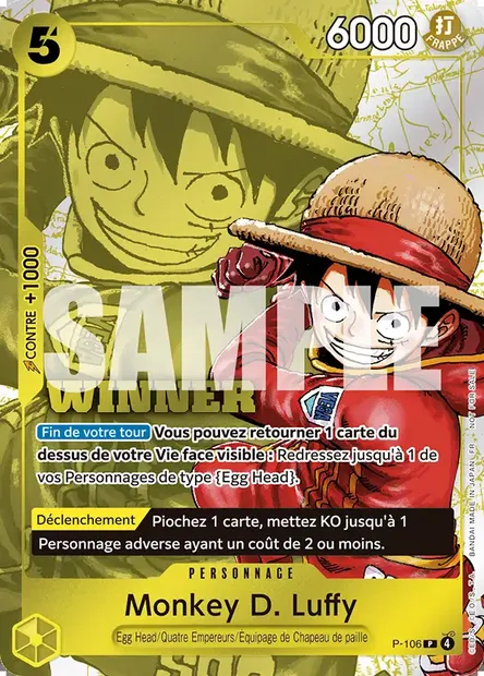 Monkey D. Luffy, carte One Piece P-106 — extension Carte promo