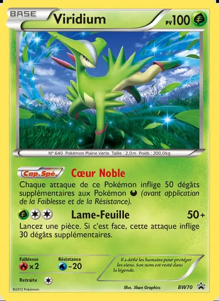Viridium, carte Pokémon BW 70 — extension Promo BW