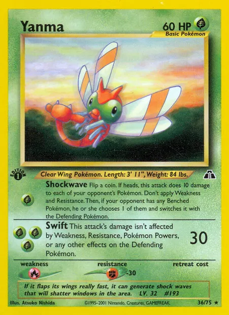 Yanma, Pokémon card ND 36 — Neo Discovery set