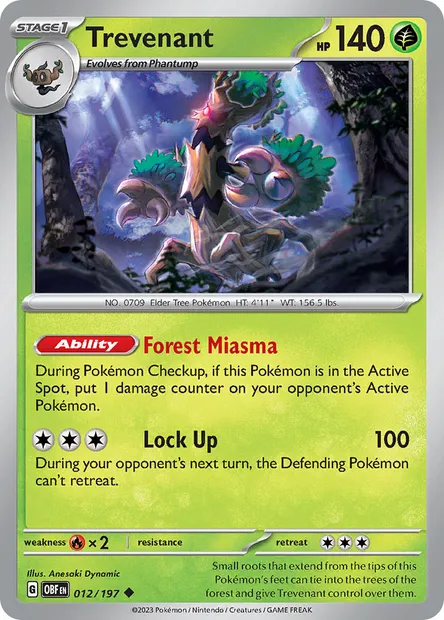 Trevenant, Pokémon card OBF 012 — Obsidian Flames set