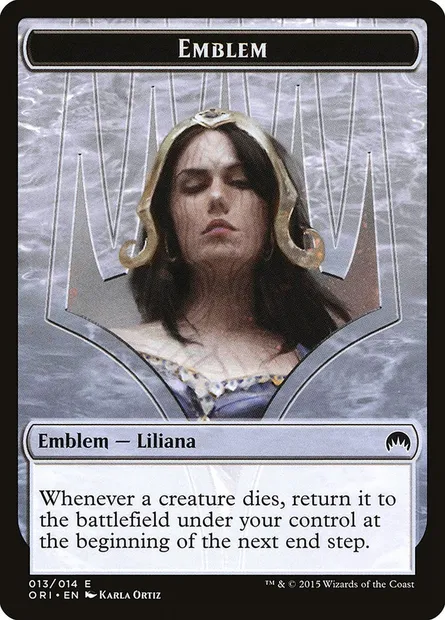 Liliana, Defiant Necromancer Emblem, Magic card TORI 13 — Magic Origins Tokens set