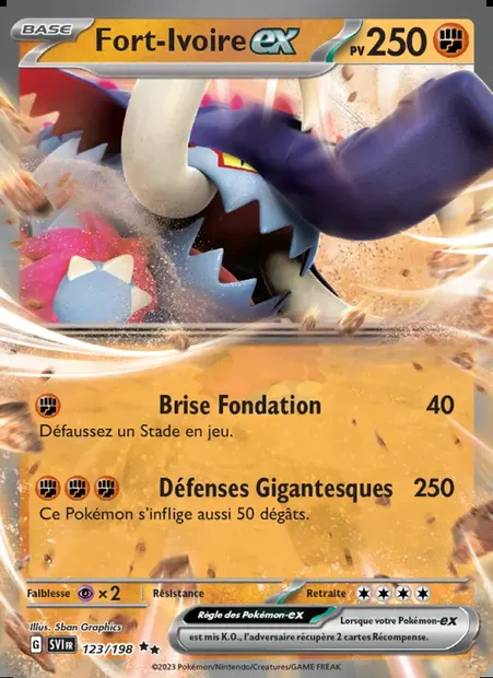 Fort-Ivoire-ex, carte Pokémon SVI 123 — extension Écarlate et Violet