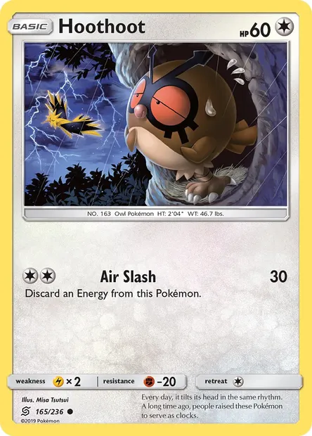 Hoothoot, Pokémon card UNM 165 — Unified Minds set