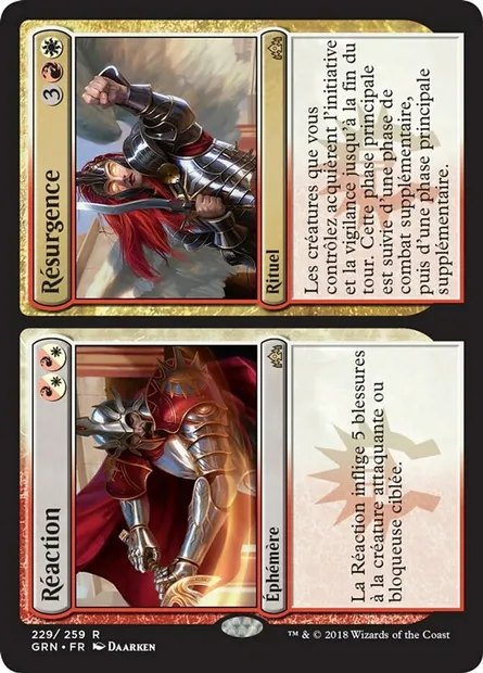 Réaction // Résurgence, carte Magic GRN 229 — extension Les Guildes de Ravnica