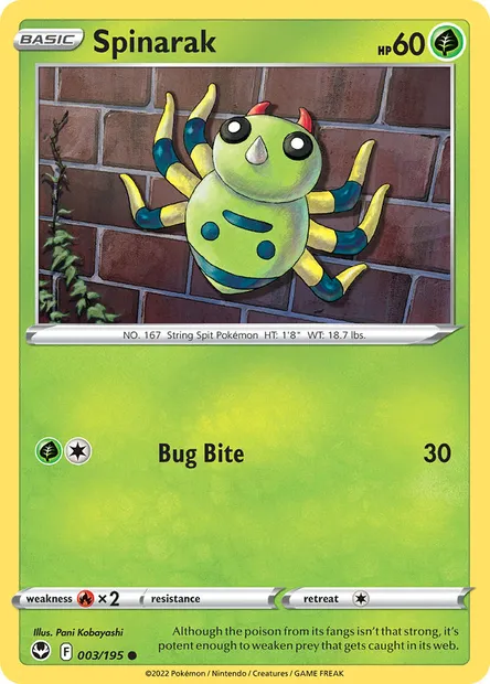 Spinarak, Pokémon card SIT 003 — Silver Tempest set